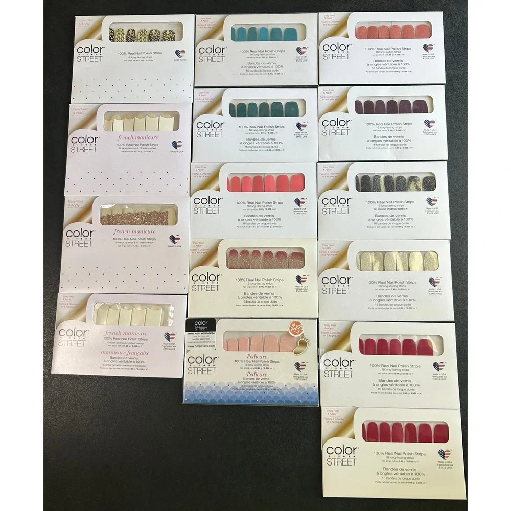 Color Street Nail Polish Strips Assorted French Glitter Pedicure LOT/15 Bundle